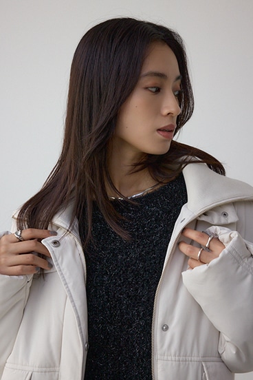 襟リブ中綿ポケットブルゾン