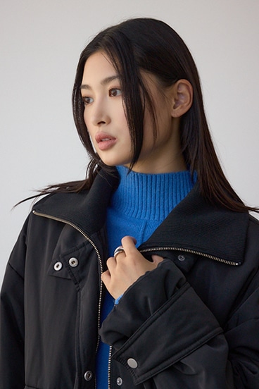 襟リブ中綿ポケットブルゾン