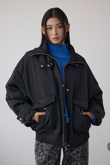 襟リブ中綿ポケットブルゾン 詳細画像