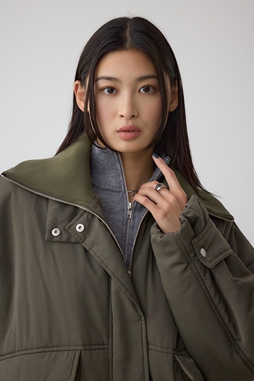 襟リブ中綿ポケットブルゾン