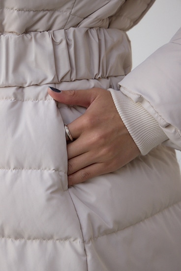 VENUS フードファーベルト付ミドルダウンコート 詳細画像