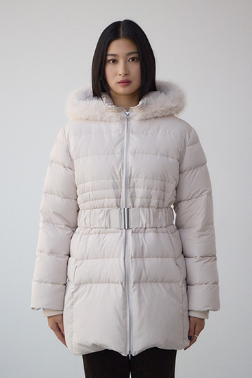 VENUS フードファーベルト付ミドルダウンコート 詳細画像