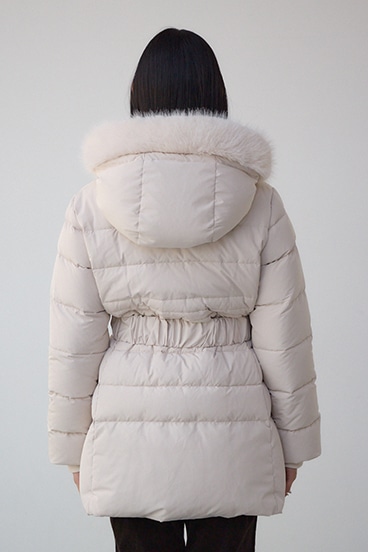 VENUS フードファーベルト付ミドルダウンコート 詳細画像