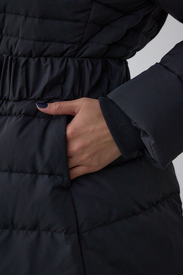 VENUS フードファーベルト付ミドルダウンコート 詳細画像