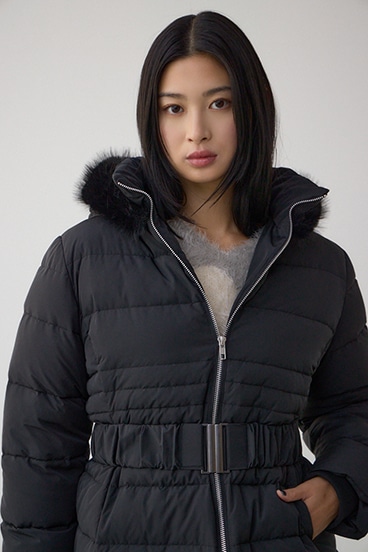 VENUS フードファーベルト付ミドルダウンコート 詳細画像