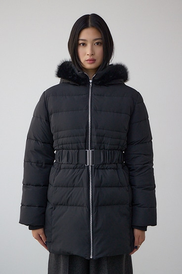 VENUS フードファーベルト付ミドルダウンコート 詳細画像