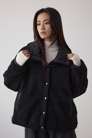 リバーシブルキルティングボアブルゾン 詳細画像