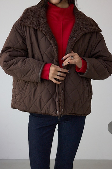 リバーシブルキルティングボアブルゾン