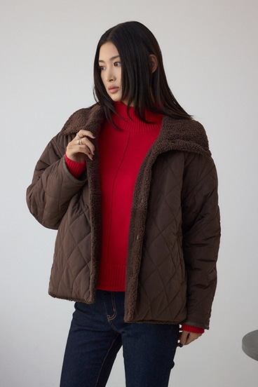 リバーシブルキルティングボアブルゾン 詳細画像