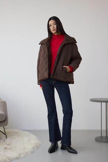 リバーシブルキルティングボアブルゾン 詳細画像