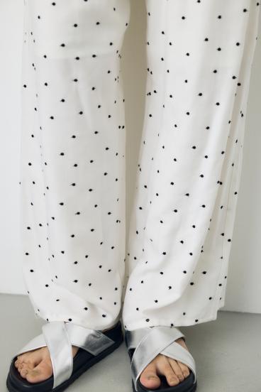 ドット刺繍ワイドパンツ 詳細画像