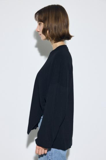 裾スリットニュアンスニットトップス 詳細画像