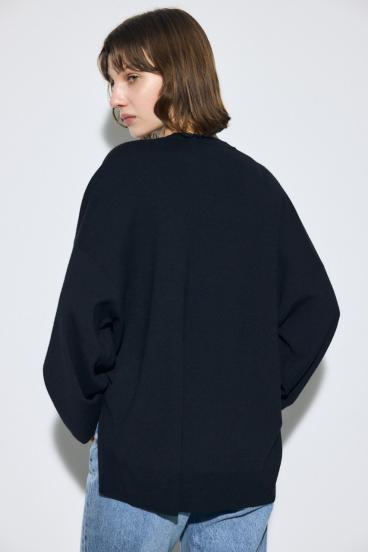 裾スリットニュアンスニットトップス 詳細画像