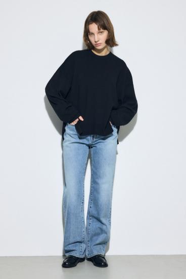 裾スリットニュアンスニットトップス 詳細画像