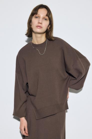 裾スリットニュアンスニットトップス