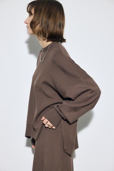 裾スリットニュアンスニットトップス 詳細画像