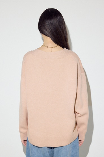 スウェットライクVネックニット 詳細画像