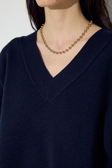 スウェットライクVネックニット 詳細画像