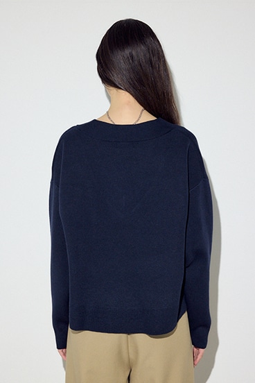 スウェットライクVネックニット 詳細画像