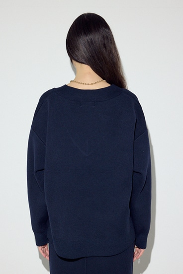 スウェットライクVネックニット 詳細画像