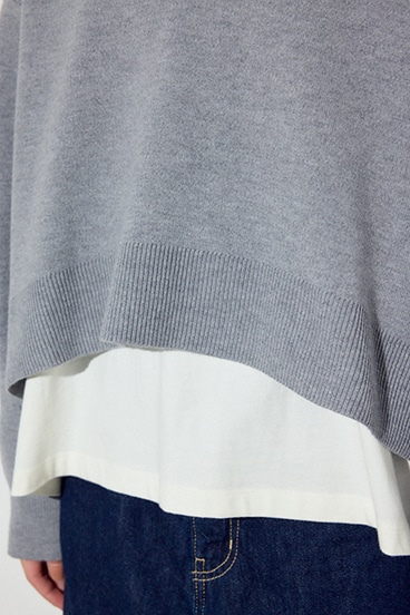 スウェットライクVネックニット 詳細画像