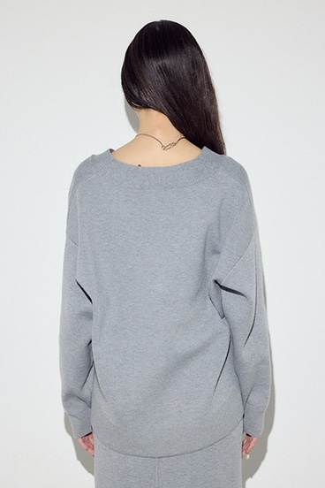 スウェットライクVネックニット 詳細画像