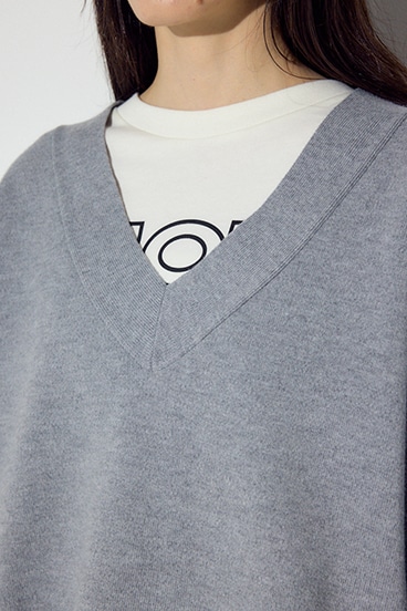 スウェットライクVネックニット 詳細画像