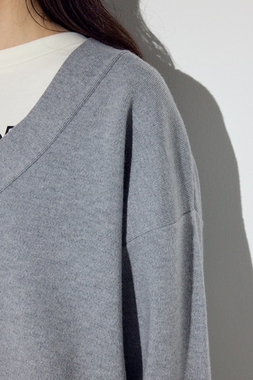 スウェットライクVネックニット 詳細画像