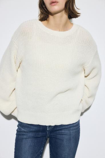 畔編みリラックスニットトップス