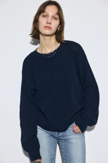 畔編みリラックスニットトップス