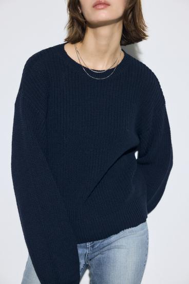 畔編みリラックスニットトップス