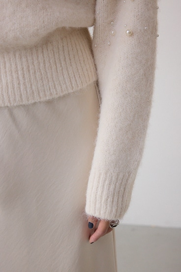 パールビジューニットトップス 詳細画像