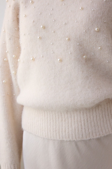 パールビジューニットトップス 詳細画像