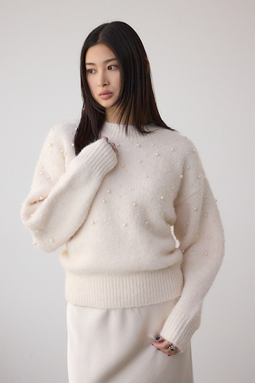 パールビジューニットトップス