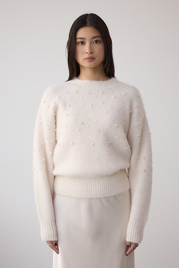 パールビジューニットトップス 詳細画像