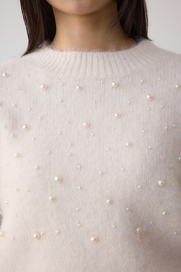 パールビジューニットトップス 詳細画像