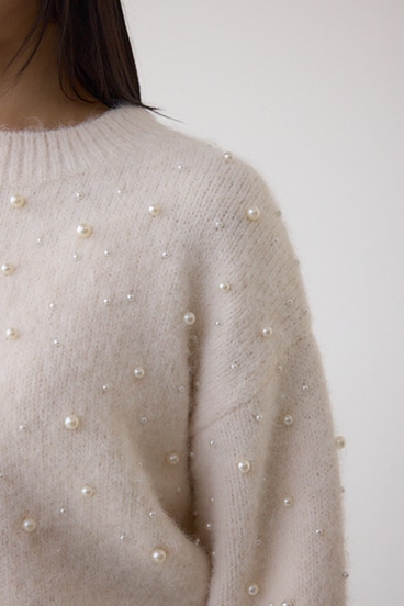 パールビジューニットトップス 詳細画像