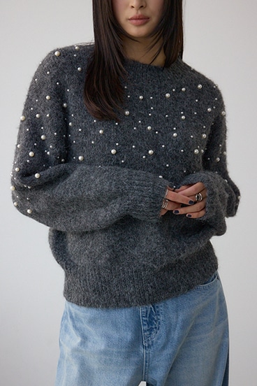 パールビジューニットトップス