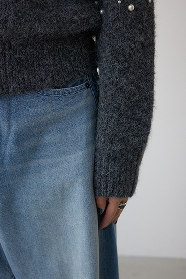 パールビジューニットトップス 詳細画像