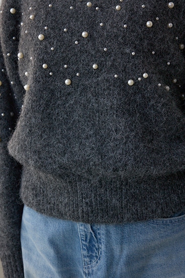 パールビジューニットトップス 詳細画像