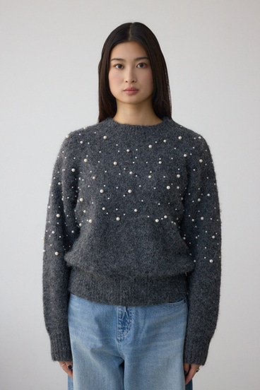 パールビジューニットトップス 詳細画像