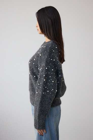 パールビジューニットトップス 詳細画像