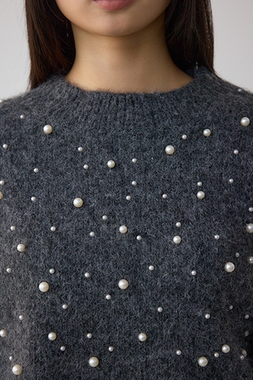 パールビジューニットトップス 詳細画像