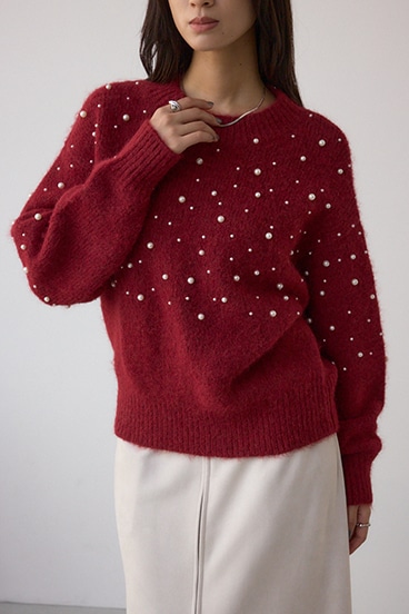 パールビジューニットトップス