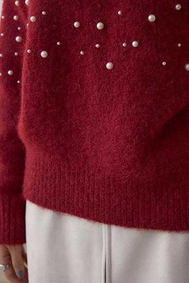 パールビジューニットトップス 詳細画像