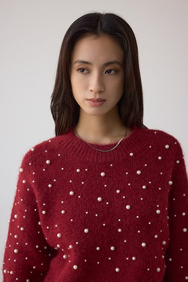 パールビジューニットトップス