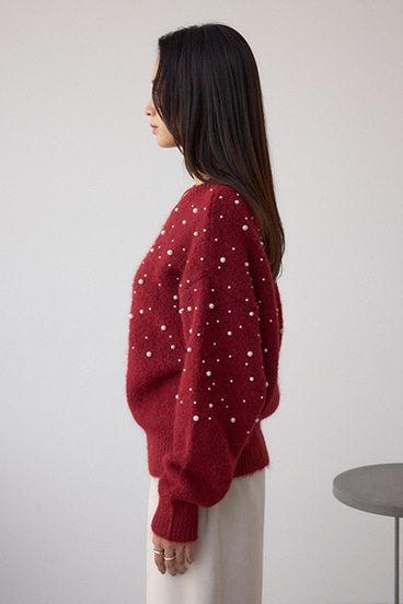 パールビジューニットトップス 詳細画像