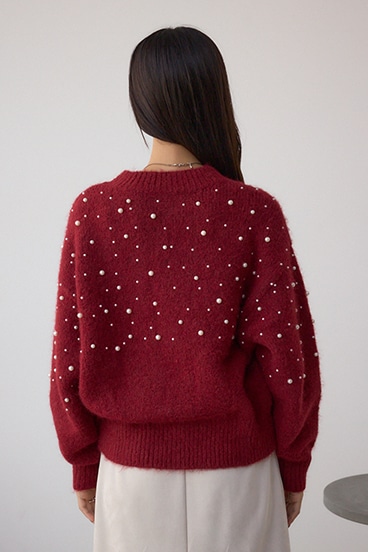 パールビジューニットトップス 詳細画像