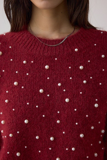 パールビジューニットトップス 詳細画像