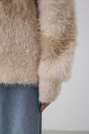 ニュアンスカウ柄Vネックニットトップス 詳細画像